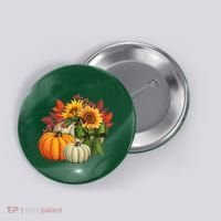 Fall Pumpkin Sunflower Cute Button thumb 0