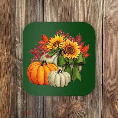 Fall Pumpkin Sunflower Cute Coaster