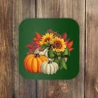 Fall Pumpkin Sunflower Cute Coaster thumb 0