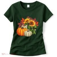 Fall Pumpkin Sunflower Cute Women's T-Shirt thumb 0