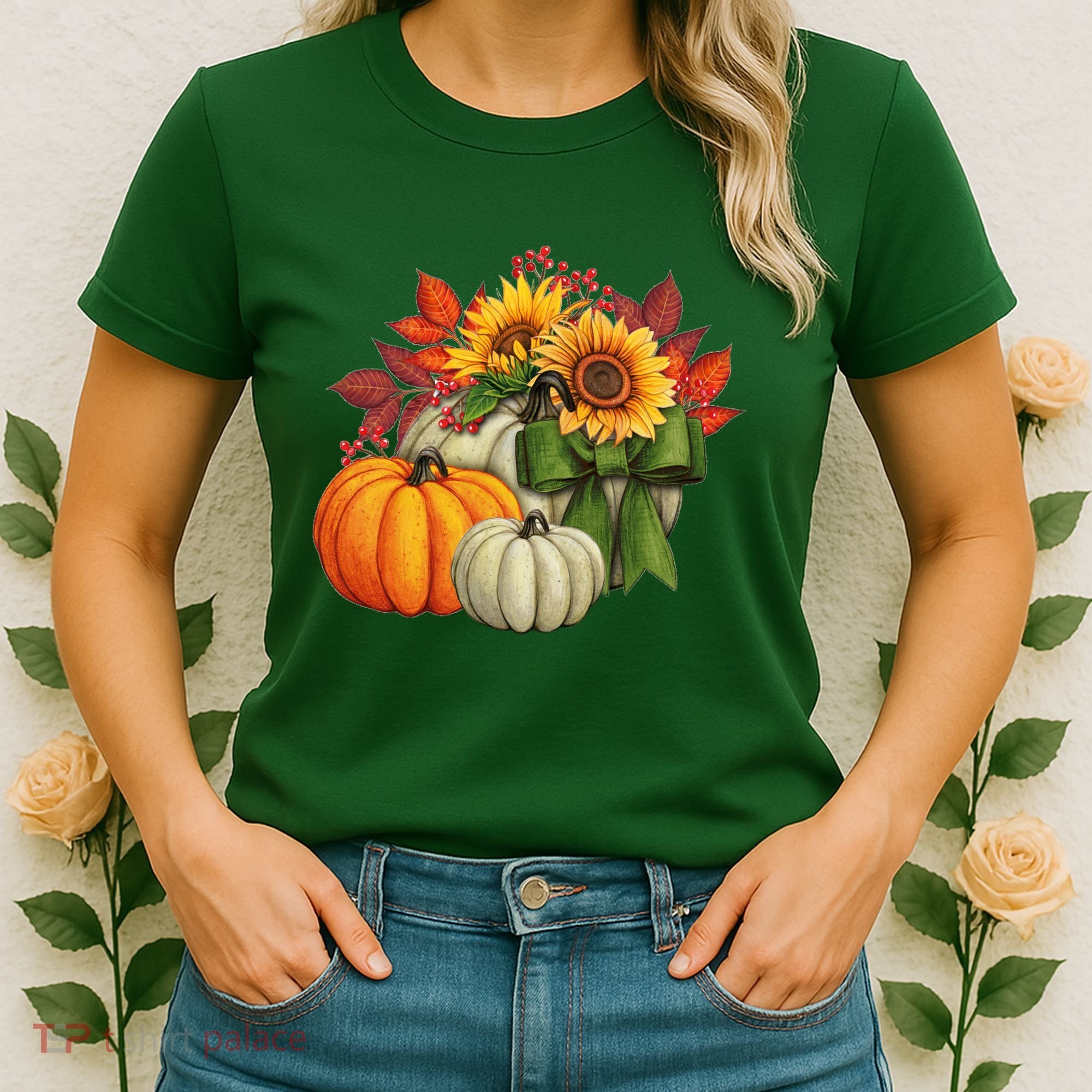 Fall Pumpkin Sunflower Cute Women's T-Shirt