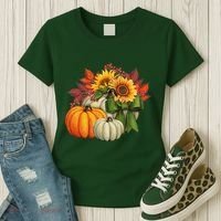 Fall Pumpkin Sunflower Cute Women's T-Shirt thumb 3