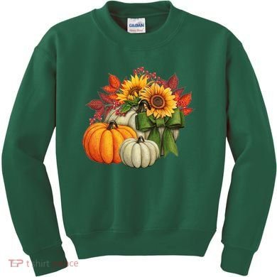 Fall Pumpkin Sunflower Cute Kids Sweatshirt