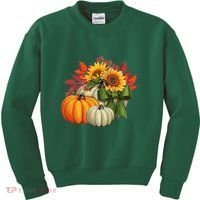 Fall Pumpkin Sunflower Cute Kids Sweatshirt thumb 0