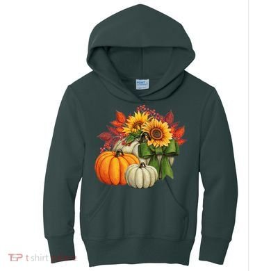 Fall Pumpkin Sunflower Cute Kids Hoodie