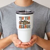 Fall Pattern Tis The Season All Fall Vibes Tumbler thumb 2
