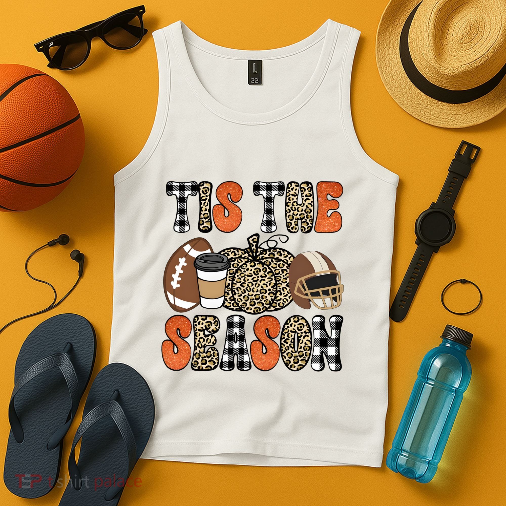 Fall Pattern Tis The Season All Fall Vibes Tank Top