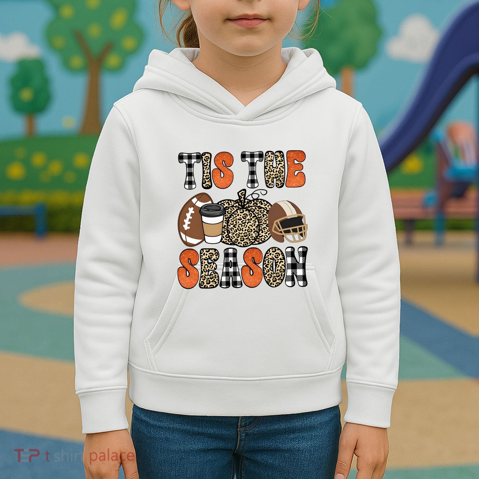Fall Pattern Tis The Season All Fall Vibes Kids Hoodie