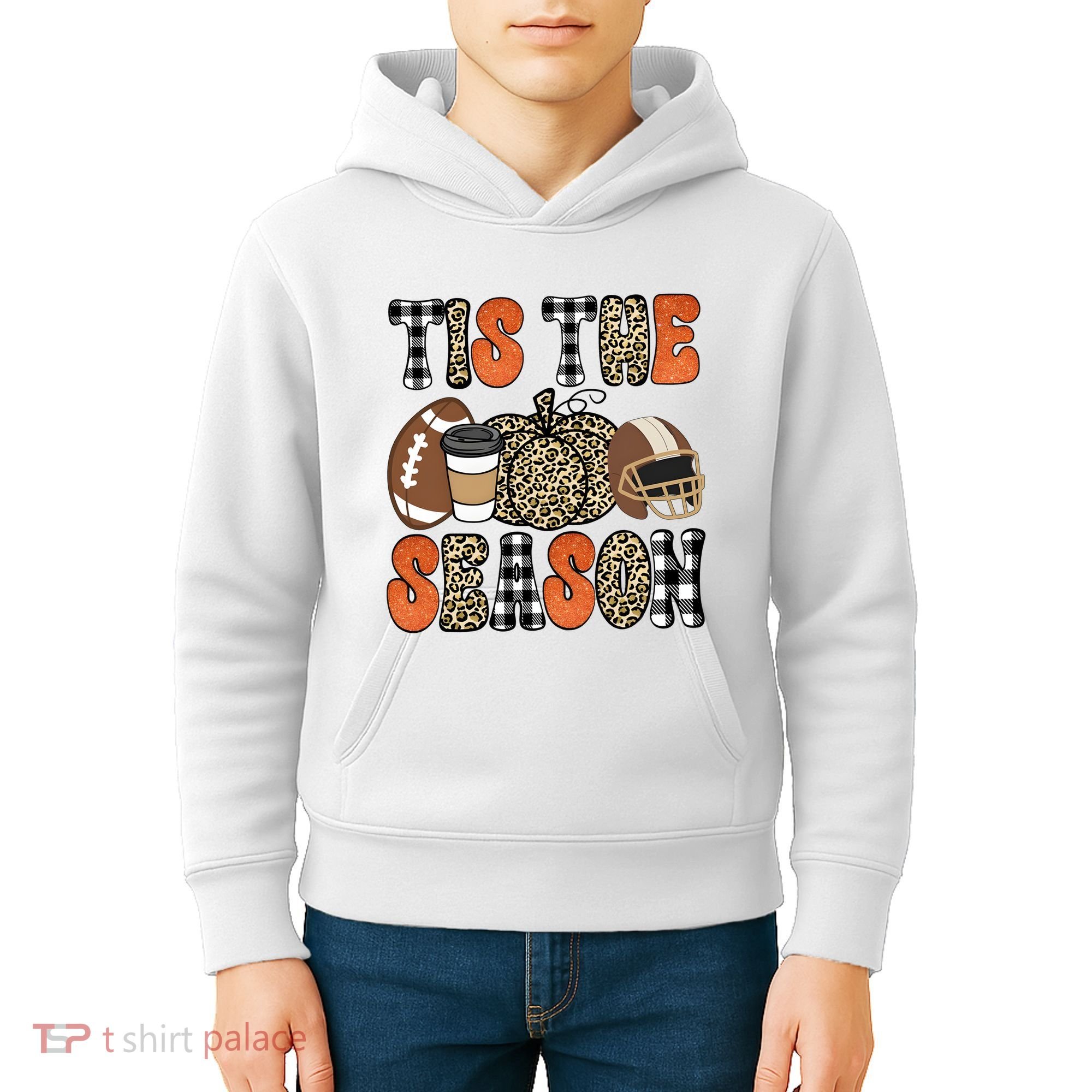 Fall Pattern Tis The Season All Fall Vibes Kids Hoodie