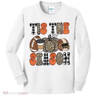 Fall Pattern Tis The Season All Fall Vibes Kids Long Sleeve Shirt