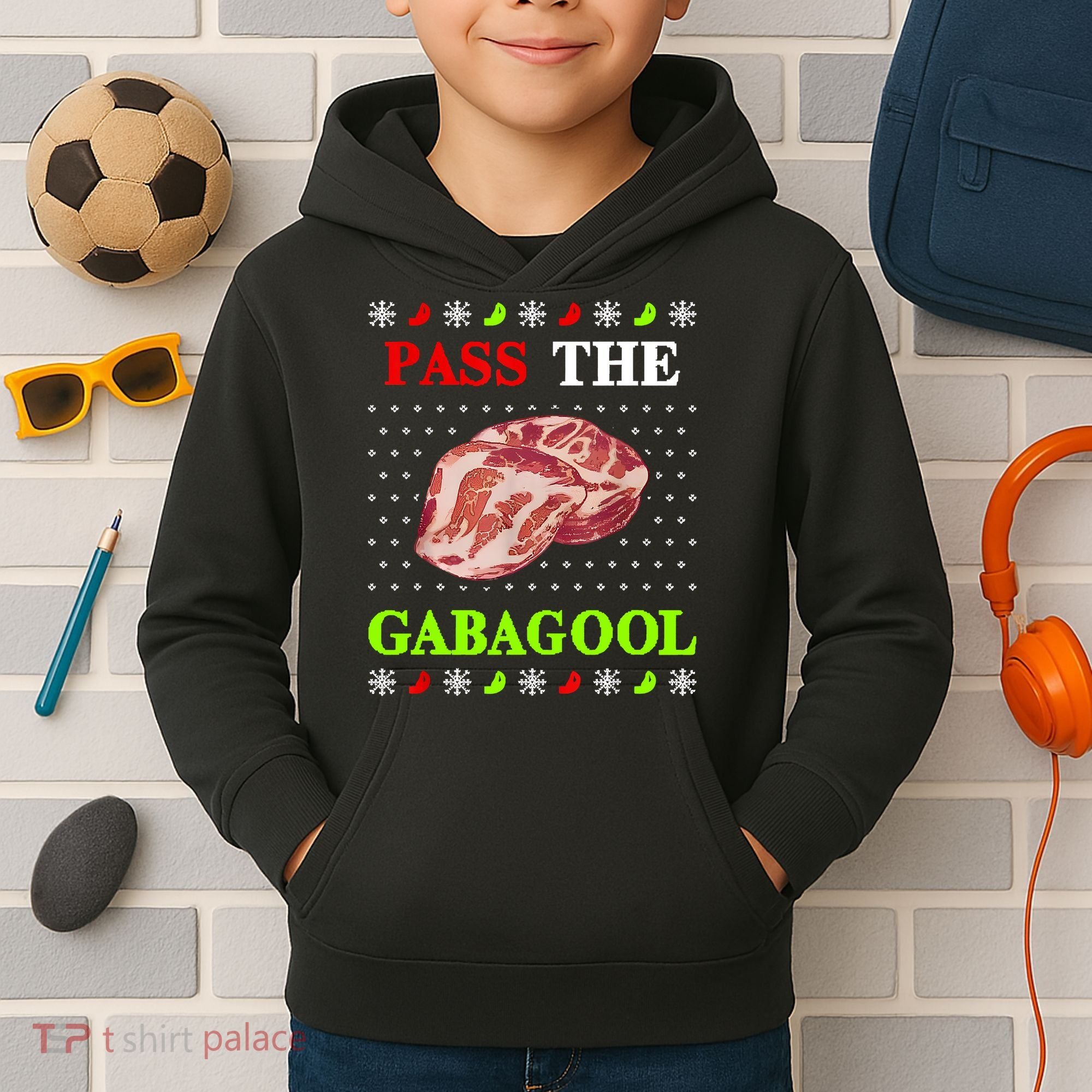 Funny Pass The Gabagool Tacky Ugly Christmas Gabagool Funny Tee Gift Kids Hoodie