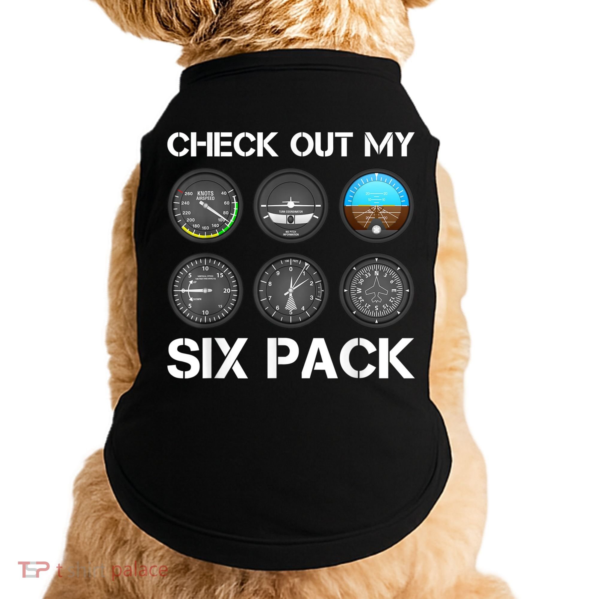 Funny Pilot Top Airplane Six Pack Flight Instruments Gift Doggie Tank