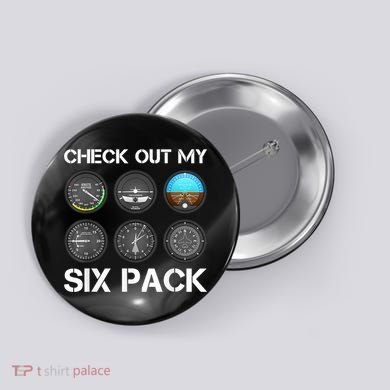 Funny Pilot Top Airplane Six Pack Flight Instruments Gift Button