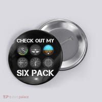 Funny Pilot Top Airplane Six Pack Flight Instruments Gift Button thumb 0