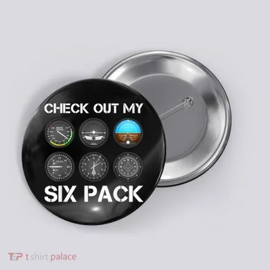 Funny Pilot Top Airplane Six Pack Flight Instruments Gift Button