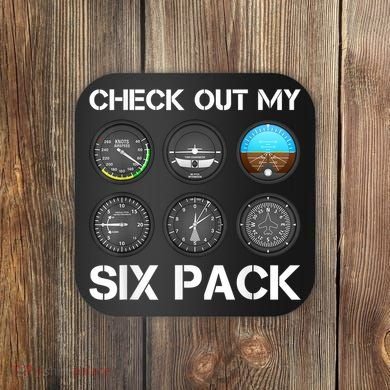 Funny Pilot Top Airplane Six Pack Flight Instruments Gift Coaster