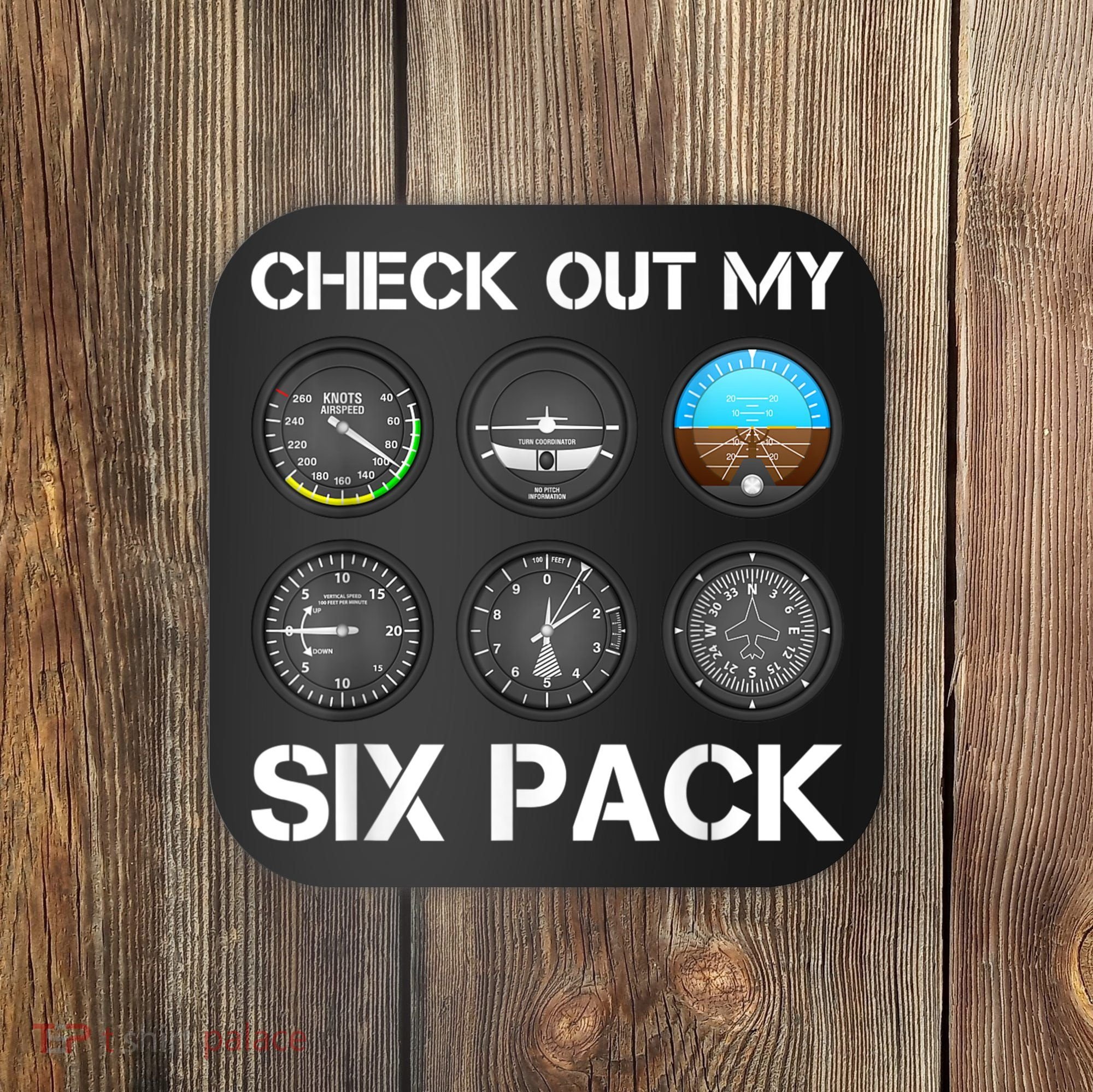 Funny Pilot Top Airplane Six Pack Flight Instruments Gift Coaster