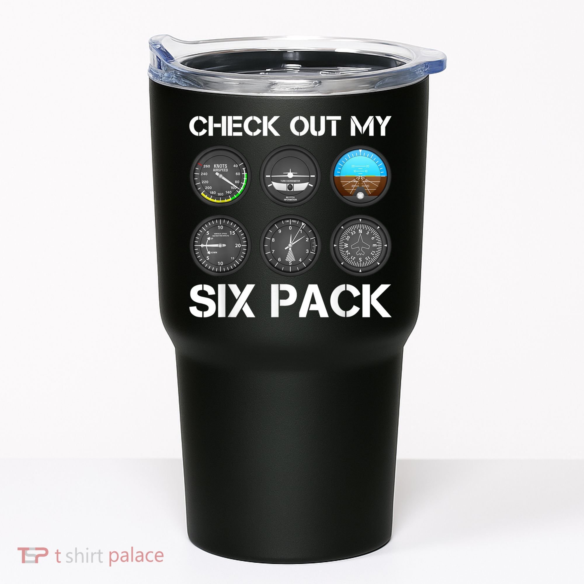 Funny Pilot Top Airplane Six Pack Flight Instruments Gift Tumbler