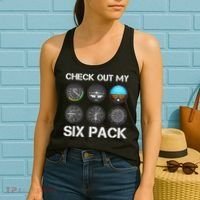 Funny Pilot Top Airplane Six Pack Flight Instruments Gift Women's Tank Top thumb 2