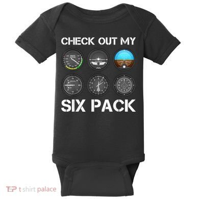 Funny Pilot Top Airplane Six Pack Flight Instruments Gift Baby Bodysuit