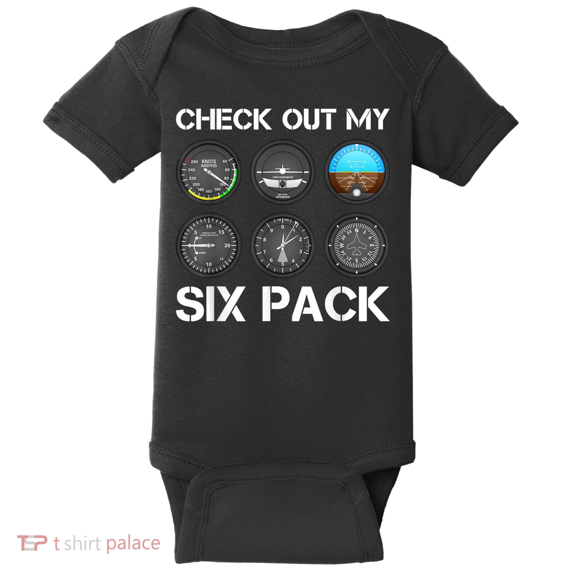 Funny Pilot Top Airplane Six Pack Flight Instruments Gift Baby Bodysuit
