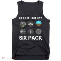 Funny Pilot Top Airplane Six Pack Flight Instruments Gift Tank Top thumb 0