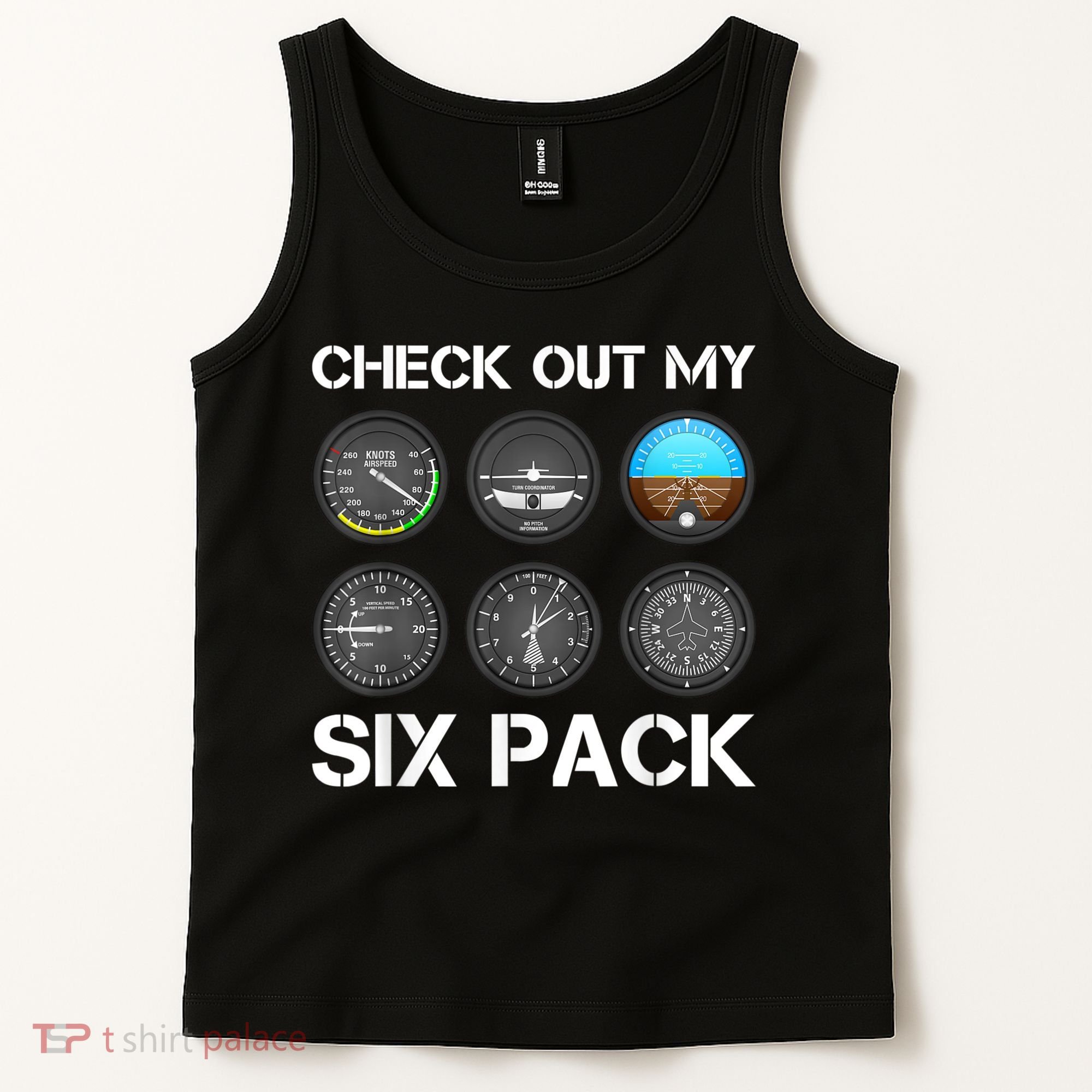 Funny Pilot Top Airplane Six Pack Flight Instruments Gift Tank Top