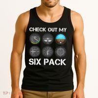 Funny Pilot Top Airplane Six Pack Flight Instruments Gift Tank Top thumb 3