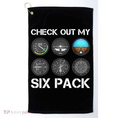 Funny Pilot Top Airplane Six Pack Flight Instruments Gift Golf Towel