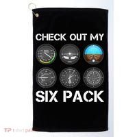 Funny Pilot Top Airplane Six Pack Flight Instruments Gift Golf Towel thumb 0