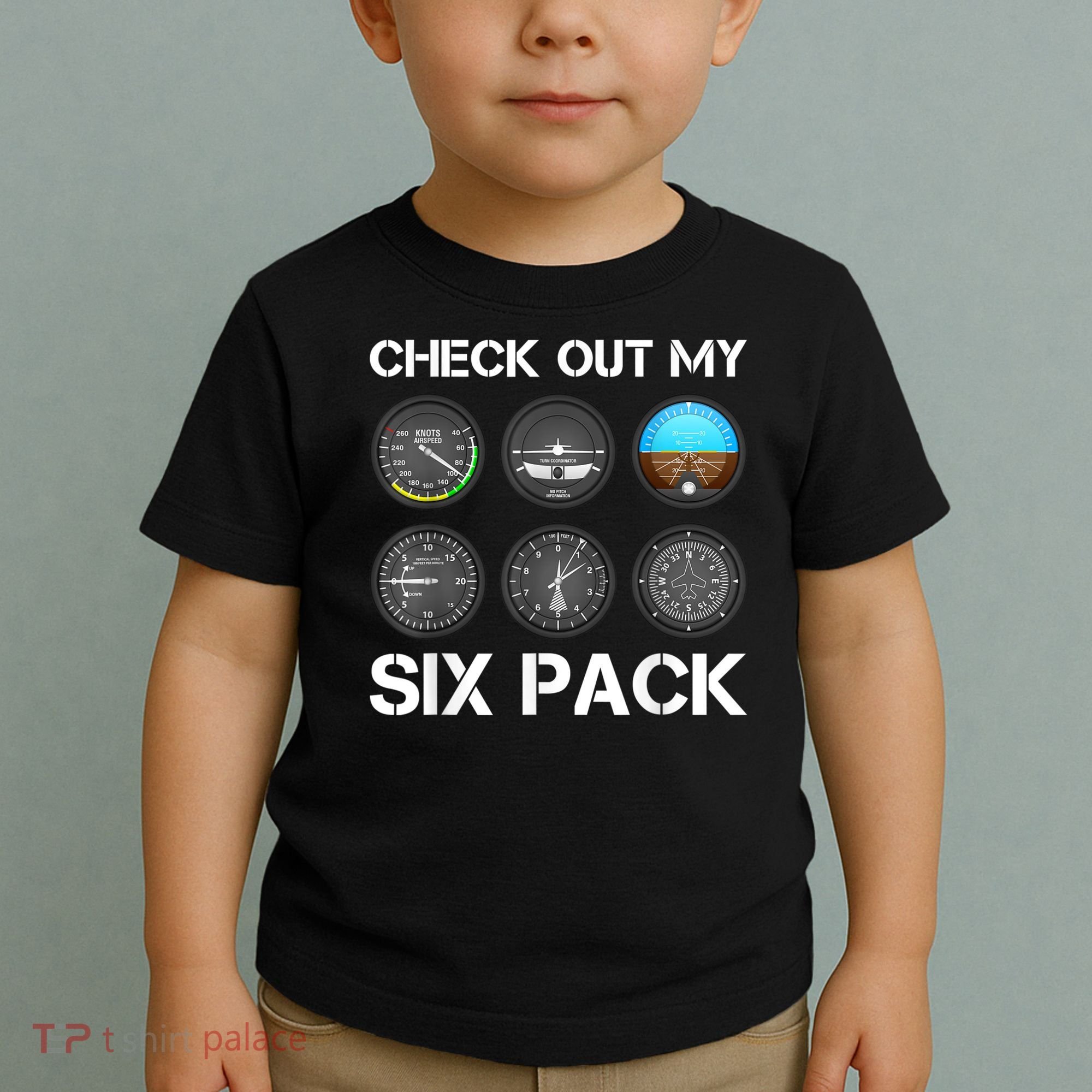 Funny Pilot Top Airplane Six Pack Flight Instruments Gift Toddler T-Shirt