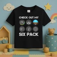 Funny Pilot Top Airplane Six Pack Flight Instruments Gift Toddler T-Shirt thumb 3