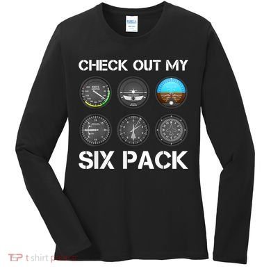 Funny Pilot Top Airplane Six Pack Flight Instruments Gift Women's Long Sleeve Shirt