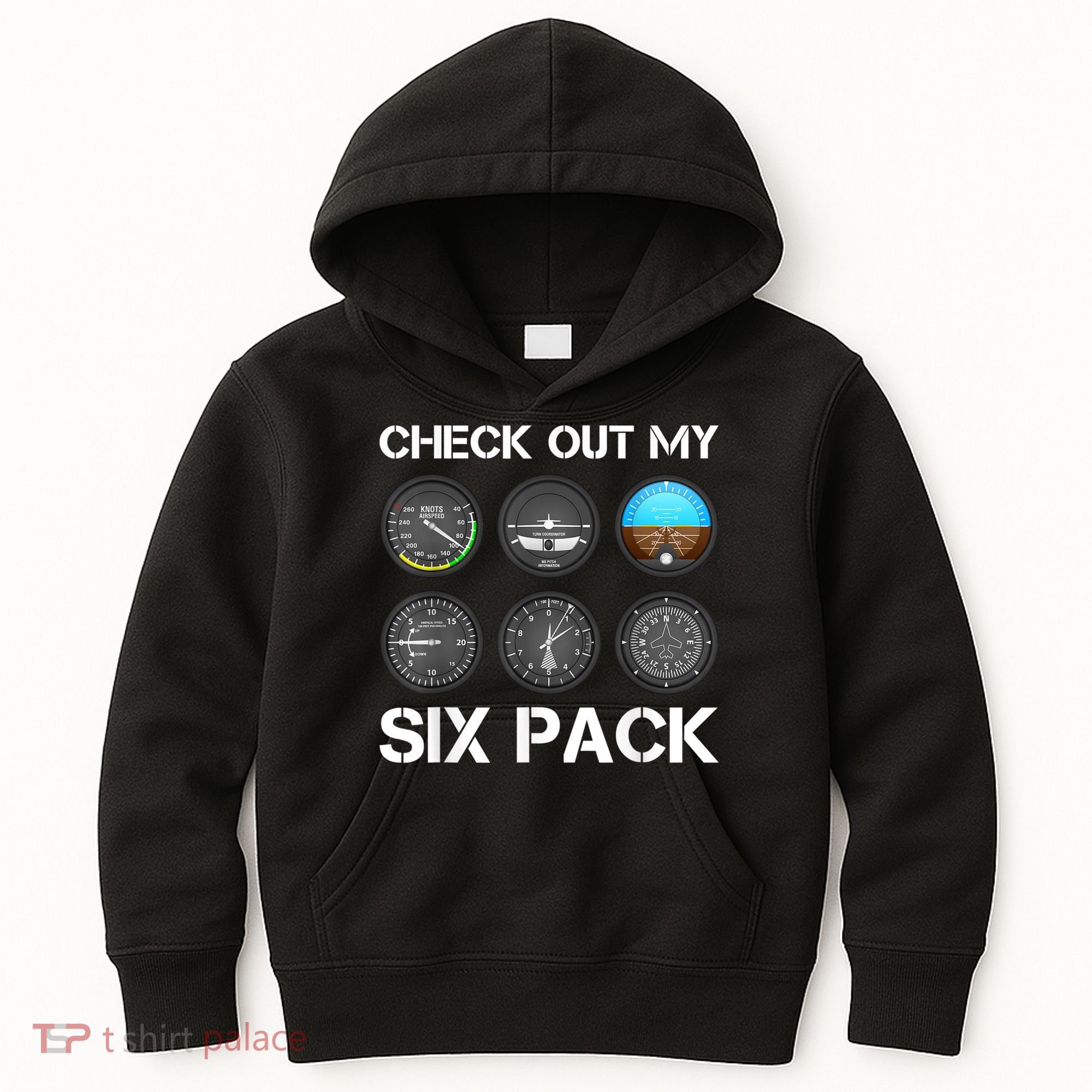 Funny Pilot Top Airplane Six Pack Flight Instruments Gift Kids Hoodie