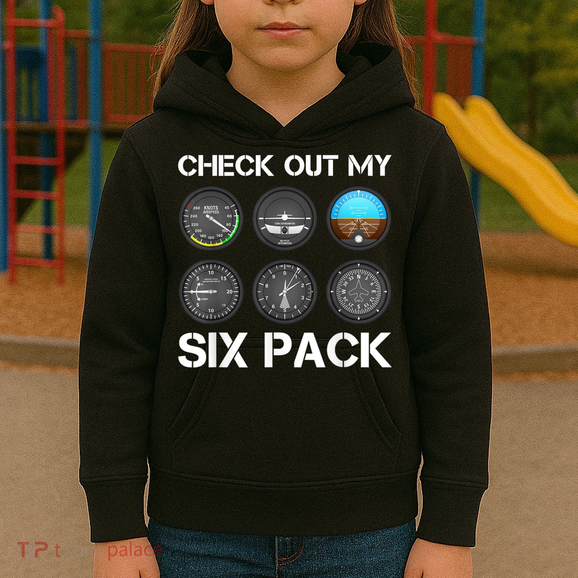 Funny Pilot Top Airplane Six Pack Flight Instruments Gift Kids Hoodie