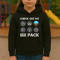 Funny Pilot Top Airplane Six Pack Flight Instruments Gift Kids Hoodie thumb 3