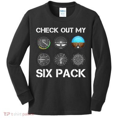 Funny Pilot Top Airplane Six Pack Flight Instruments Gift Kids Long Sleeve Shirt