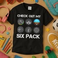 Funny Pilot Top Airplane Six Pack Flight Instruments Gift Kids T-Shirt thumb 3