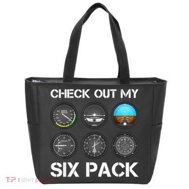 Funny Pilot Top Airplane Six Pack Flight Instruments Gift Tote Bag