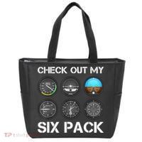 Funny Pilot Top Airplane Six Pack Flight Instruments Gift Tote Bag thumb 0