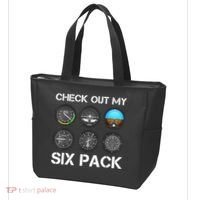 Funny Pilot Top Airplane Six Pack Flight Instruments Gift Tote Bag thumb 3