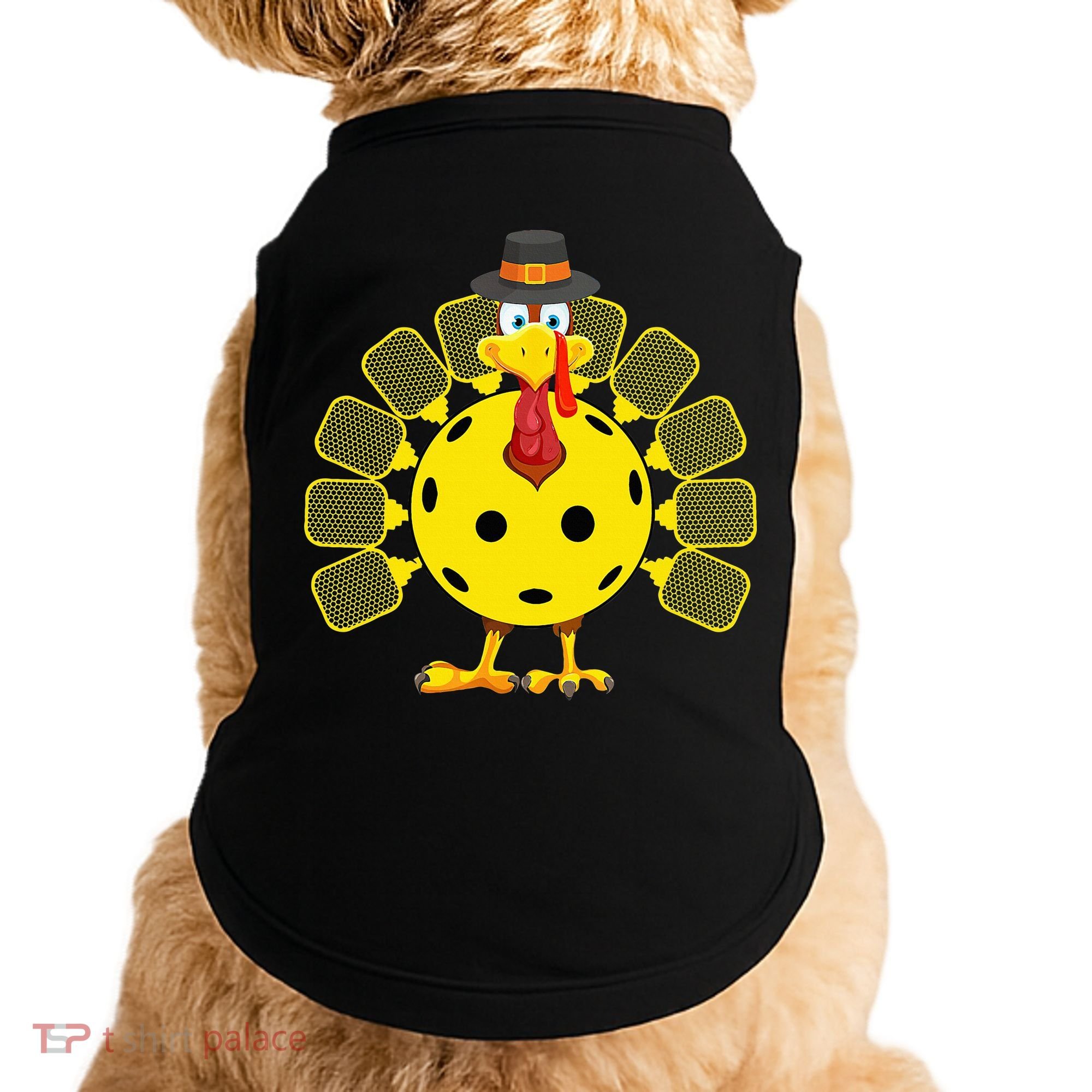 Funny Pickleball Thanksgiving Golf Ball Turkey Lover Doggie Tank