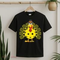 Funny Pickleball Thanksgiving Golf Ball Turkey Lover T-Shirt thumb 2