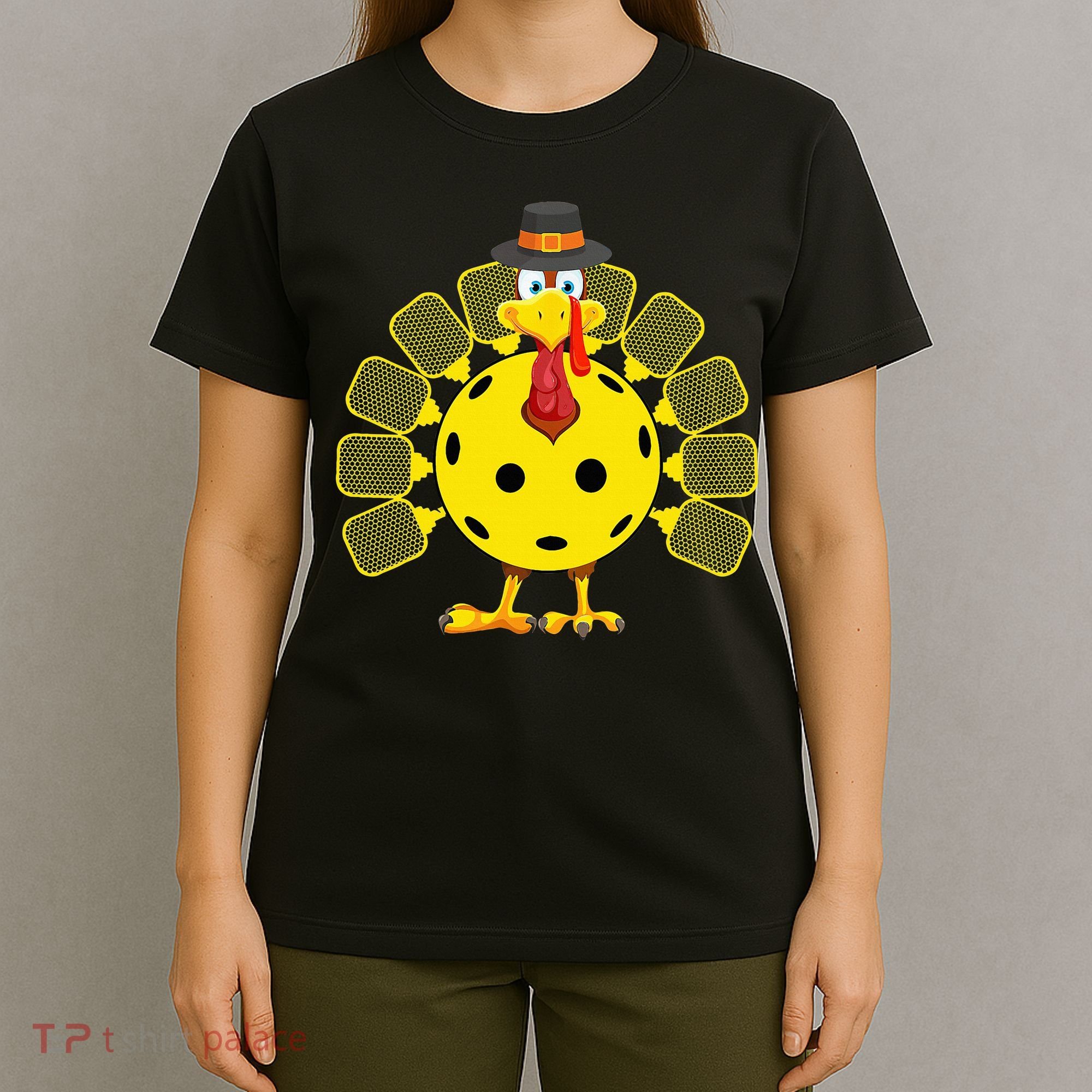 Funny Pickleball Thanksgiving Golf Ball Turkey Lover T-Shirt