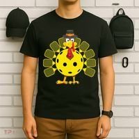 Funny Pickleball Thanksgiving Golf Ball Turkey Lover T-Shirt thumb 6