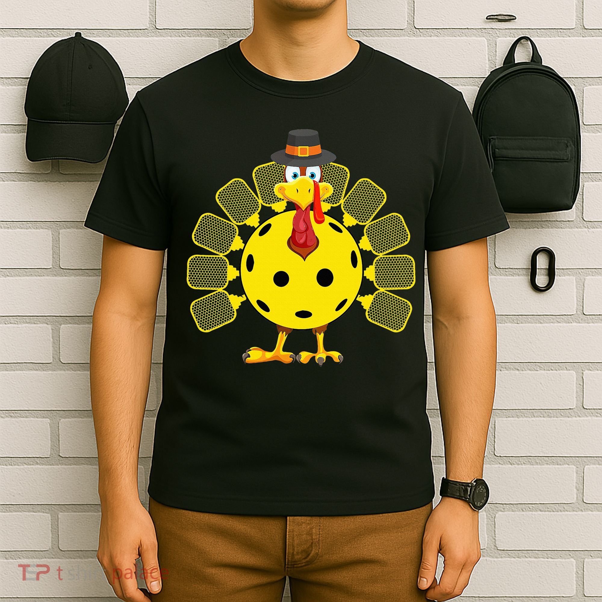 Funny Pickleball Thanksgiving Golf Ball Turkey Lover T-Shirt