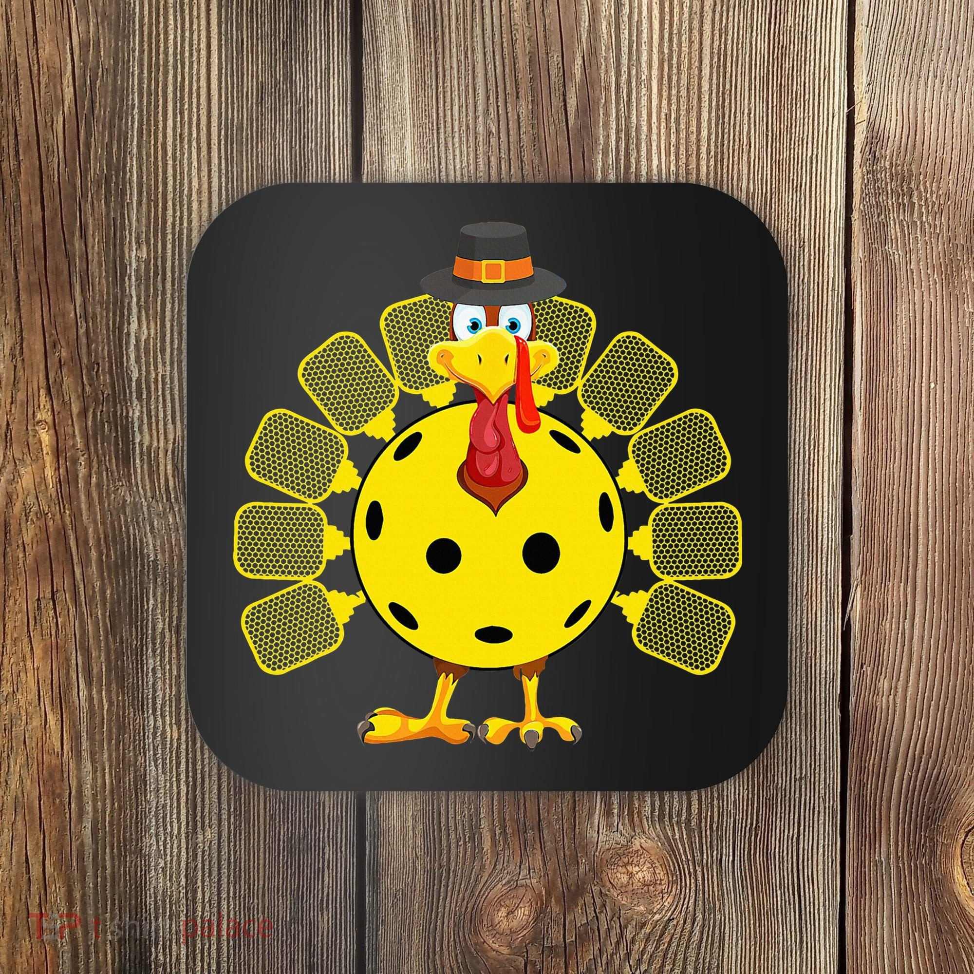 Funny Pickleball Thanksgiving Golf Ball Turkey Lover Coaster