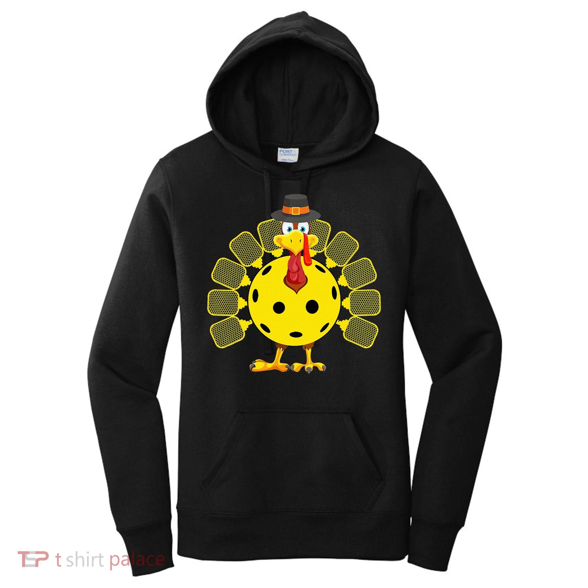 Funny Pickleball Thanksgiving Golf Ball Turkey Lover Women's Hoodie