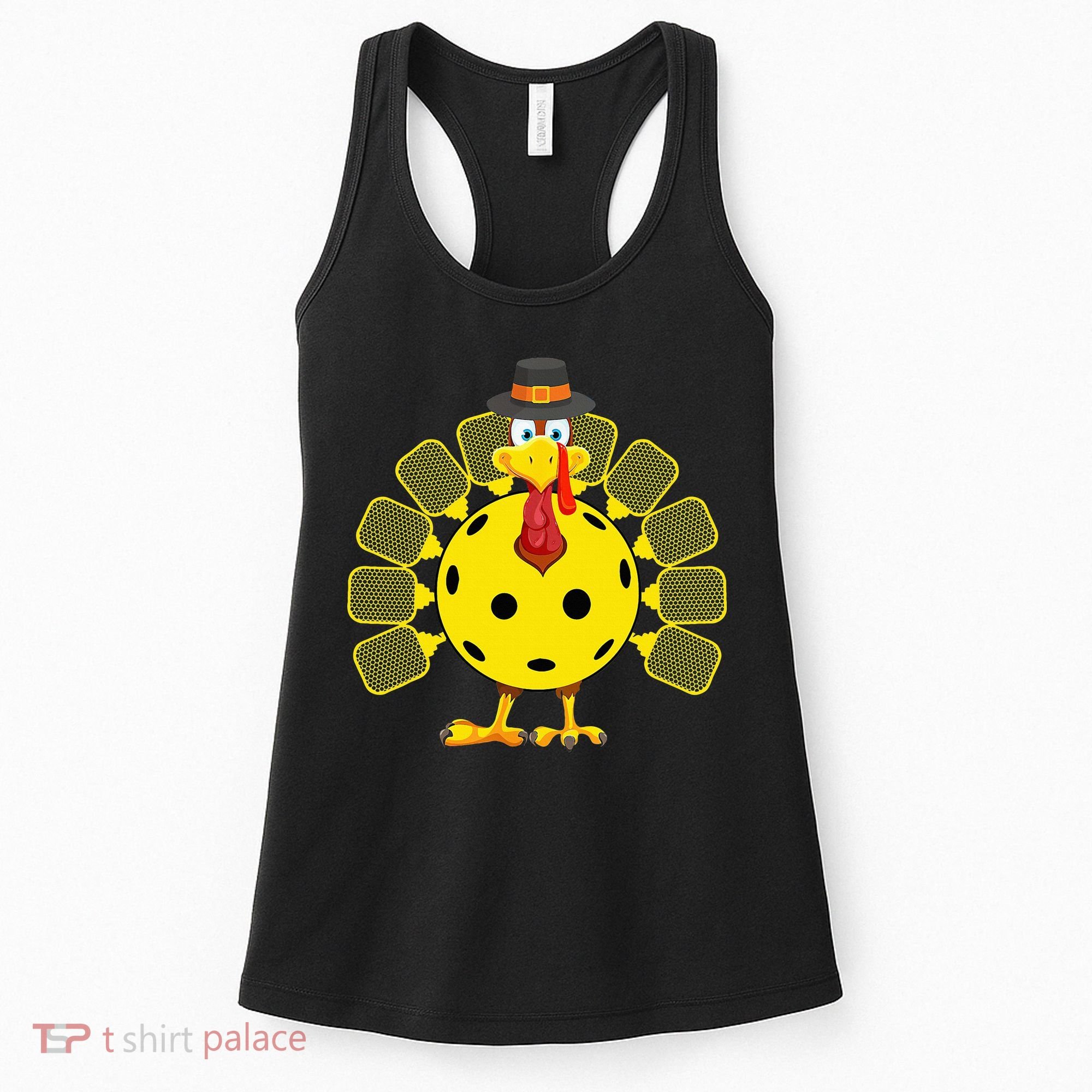 Funny Pickleball Thanksgiving Golf Ball Turkey Lover Women's Tank Top