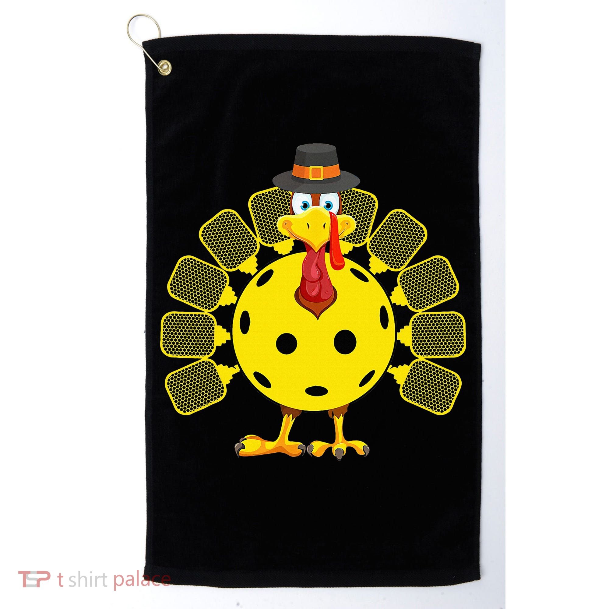 Funny Pickleball Thanksgiving Golf Ball Turkey Lover Golf Towel